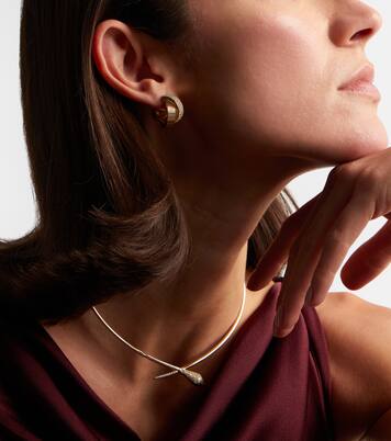 Tri-Link 14kt gold hoop earrings with diamonds | Sydney Evan