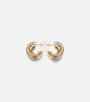 Tri-Link 14kt gold hoop earrings with diamonds | Sydney Evan
