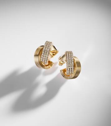 Tri-Link 14kt gold hoop earrings with diamonds | Sydney Evan