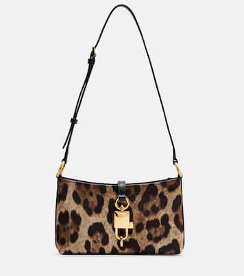 Lock leopard-print canvas shoulder bag | Dolce&Gabbana