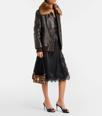 Lock leopard-print canvas shoulder bag | Dolce&Gabbana