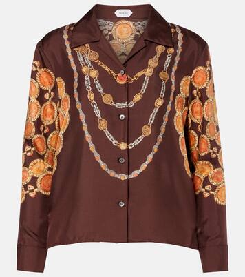 Printed cropped silk twill shirt | Versace