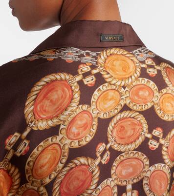 Printed cropped silk twill shirt | Versace
