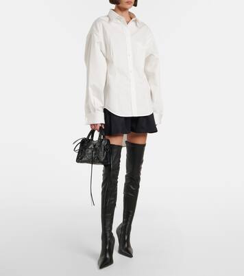 Asymmetric cotton and silk poplin shirt | Balenciaga