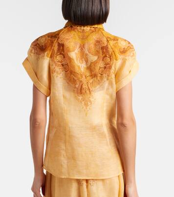 Como printed linen and silk blouse | Zimmermann