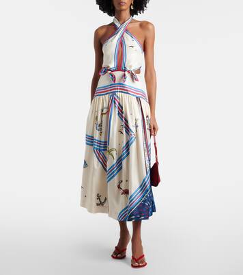 Bedrucktes Midikleid Apollo aus Seide | Alémais