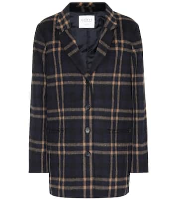 Jasmann plaid wool-blend coat | Velvet