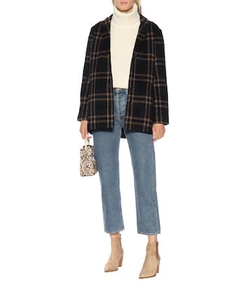Jasmann plaid wool-blend coat | Velvet