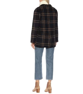 Jasmann plaid wool-blend coat | Velvet