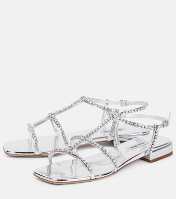 Sandali in pelle con cristalli | Miu Miu