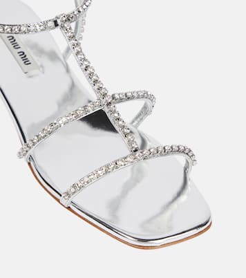 Sandali in pelle con cristalli | Miu Miu