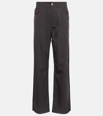 Pantaloni regular in lana a vita media | Miu Miu