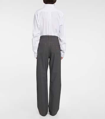 Pantaloni regular in lana a vita media | Miu Miu