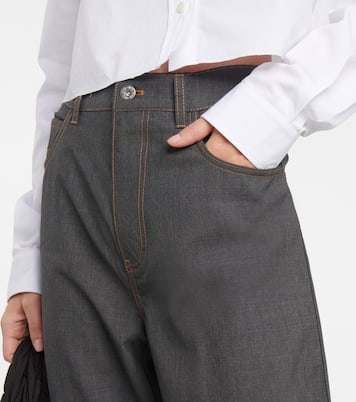Pantaloni regular in lana a vita media | Miu Miu