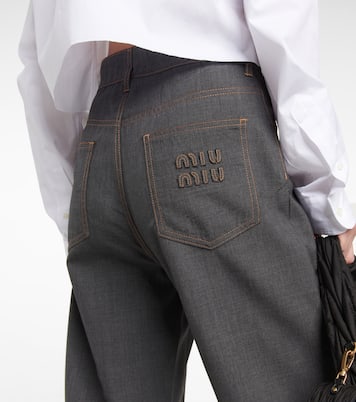 Pantaloni regular in lana a vita media | Miu Miu
