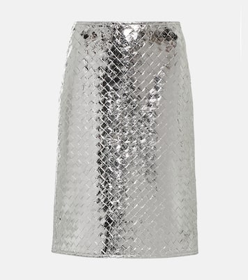 Gonna midi in pelle metallizzata | Bottega Veneta