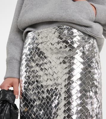 Gonna midi in pelle metallizzata | Bottega Veneta