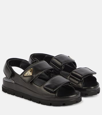 Quilted leather sandals in black Prada Mytheresa