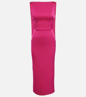 Draped satin crêpe midi dress | Alex Perry