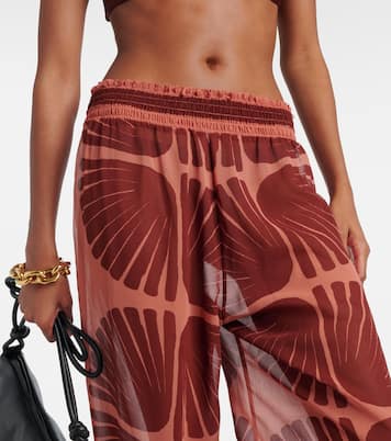 Pantaloni a gamba larga in georgette con stampa | Johanna Ortiz