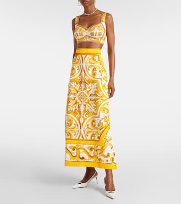 Jupe midi Majolica en brocart | Dolce&Gabbana