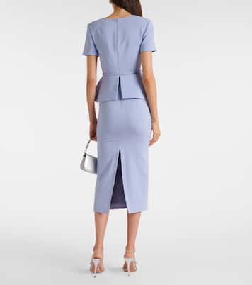 Abito midi Peplum in misto lana e seta | Roland Mouret