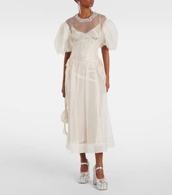 Abito bustier lungo in seta con cristalli | Simone Rocha