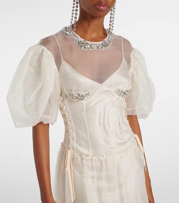 Abito bustier lungo in seta con cristalli | Simone Rocha