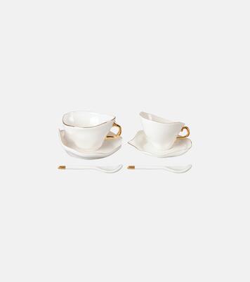 Meltdown set of 2 teacups, saucers, and teaspoons by Jordanluca | Seletti