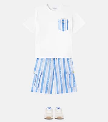 Short cargo rayé en lin | Dolce&Gabbana Kids