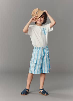 Short cargo rayé en lin | Dolce&Gabbana Kids