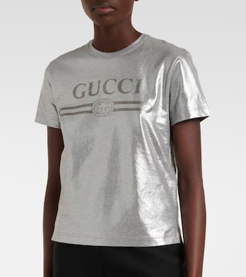T-shirt in jersey di cotone con logo | Gucci
