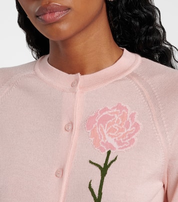 Cardigan in lana e seta con intarsi | Simone Rocha