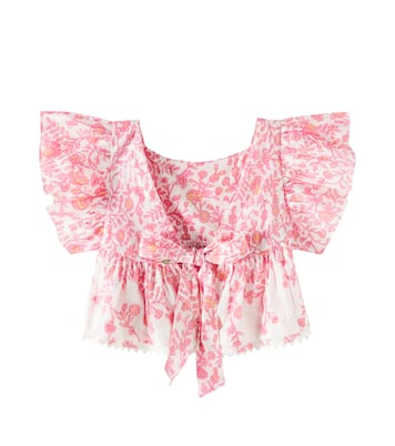 Top Cycas in misto cotone con volant | Poupette St Barth Kids