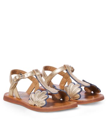 Plagette Bloom metallic leather sandals | Pom d'Api
