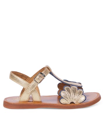 Plagette Bloom metallic leather sandals | Pom d'Api