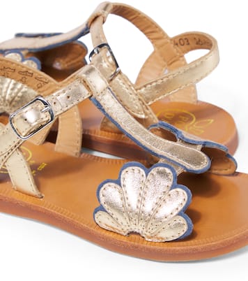 Plagette Bloom metallic leather sandals | Pom d'Api