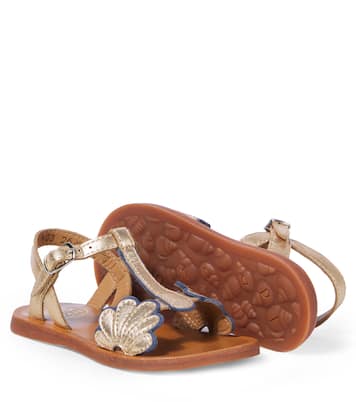 Plagette Bloom metallic leather sandals | Pom d'Api