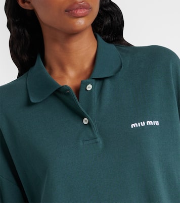 Polo in piqué di cotone con logo | Miu Miu