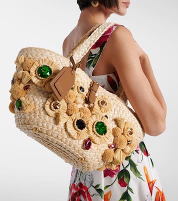 Capri Small embellished raffia basket bag | Dolce&Gabbana