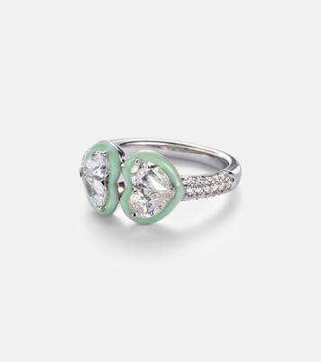 18kt white gold and enamel ring with diamonds  | Kamyen