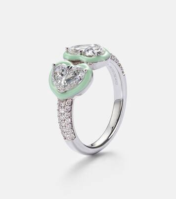 18kt white gold and enamel ring with diamonds  | Kamyen