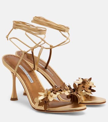 Sandales Anista en cuir à fleurs  | Manolo Blahnik
