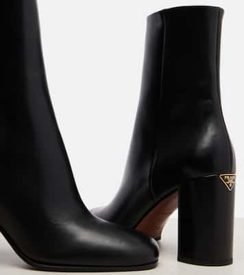 Logo leather ankle boots | Prada