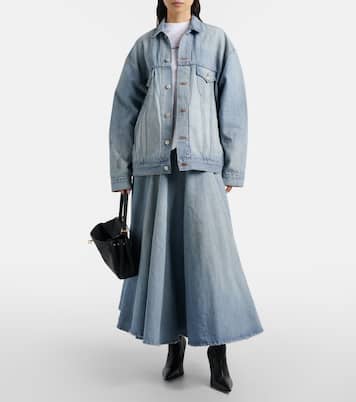Falda midi en denim plisada | Balenciaga