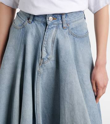Falda midi en denim plisada | Balenciaga