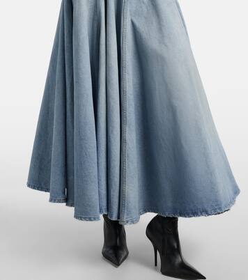 Falda midi en denim plisada | Balenciaga