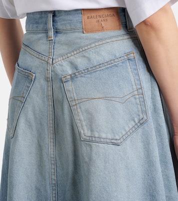 Falda midi en denim plisada | Balenciaga
