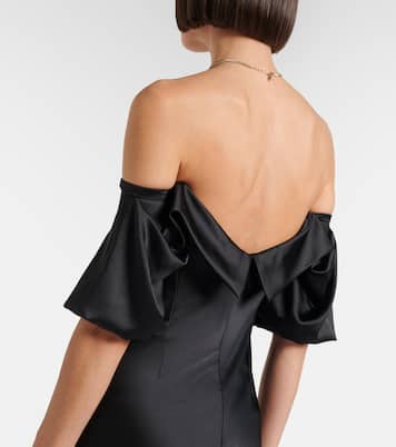 Off-Shoulder-Midikleid aus Satin | McQueen