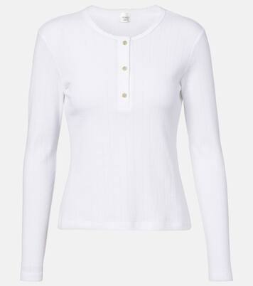 Pointelle cotton Henley shirt | Leset